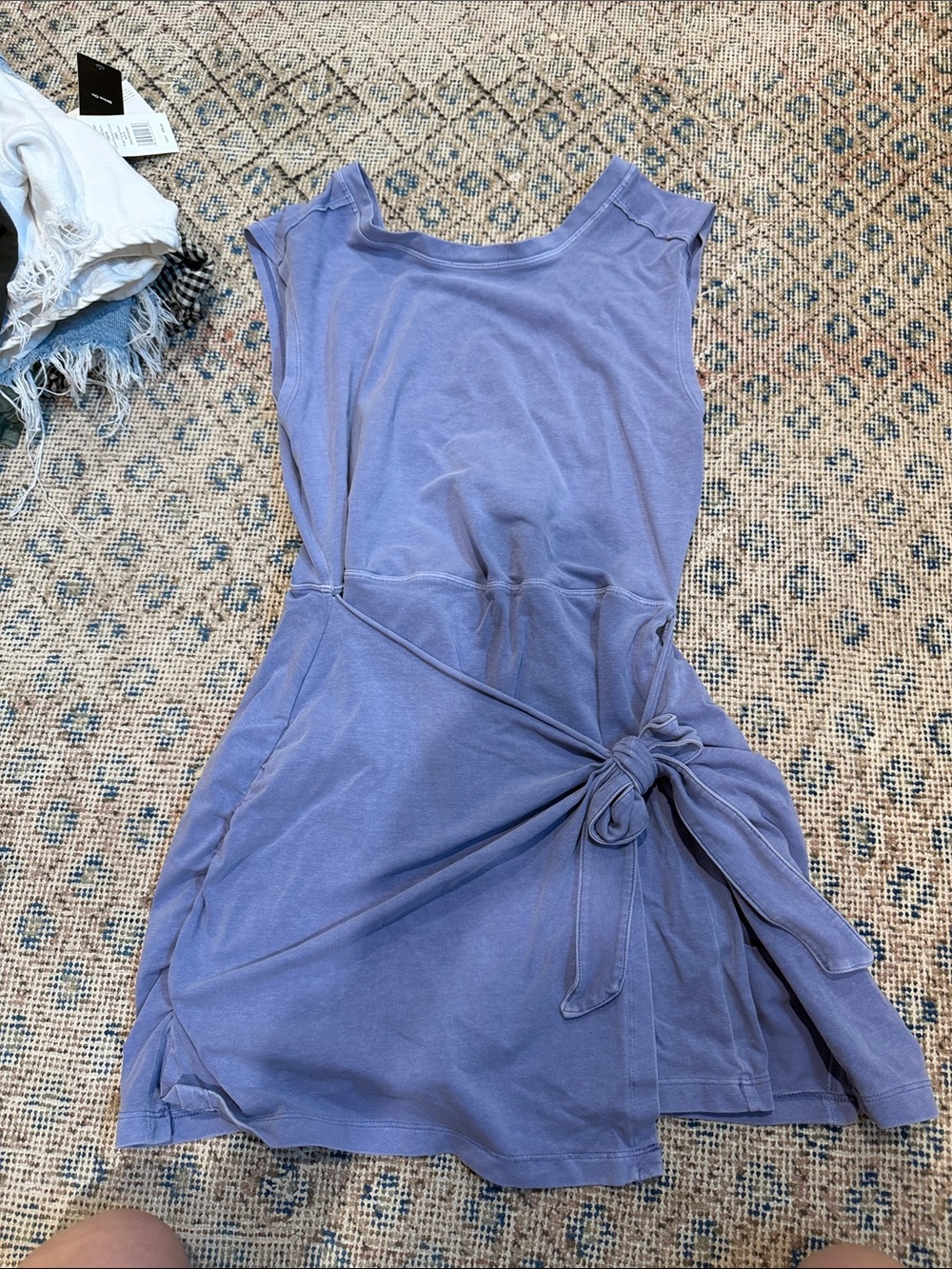 Free People Lavender Blue Knot-Waist Sleeveless Mini Dress